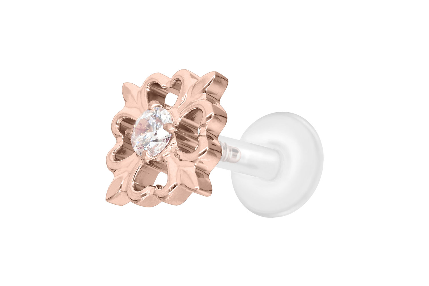 PTFE Labret Piercing mit Innengewinde + Titan-Aufsatz KLEEBLATT